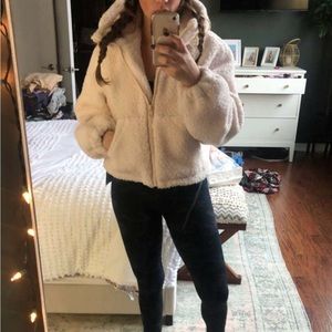 LIT active cream cropped Sherpa jacket